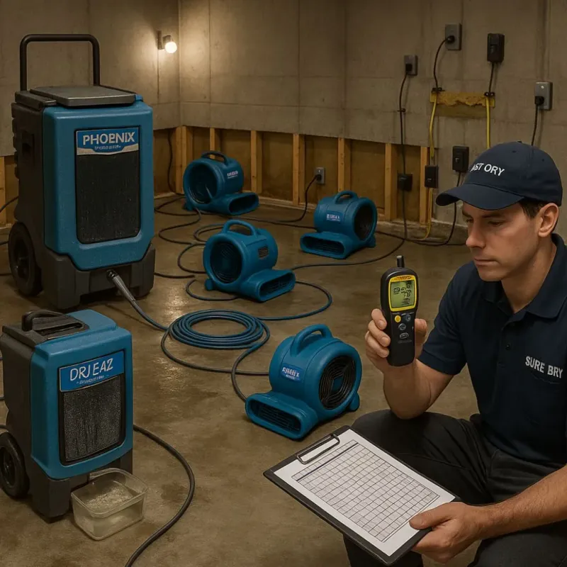 Structural Drying and Dehumidification process in Hampton, IL